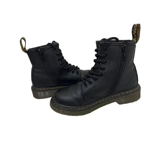 Dr. Marten Shoes Lace Up Black Leather Boots Size Youth 13