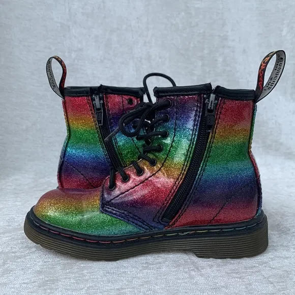 Dr. Martens 1460 Ombré Glitter Rainbow Kids Combat Boots