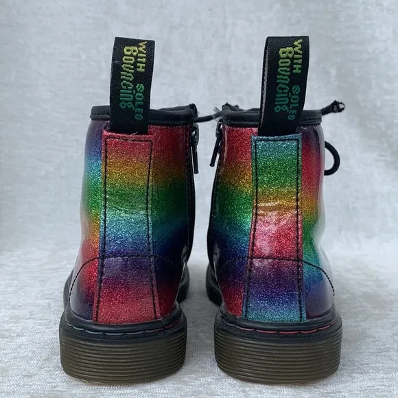 Dr. Martens 1460 Ombré Glitter Rainbow Kids Combat Boots