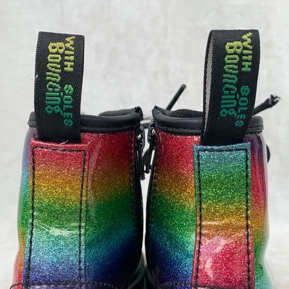 Dr. Martens 1460 Ombré Glitter Rainbow Kids Combat Boots