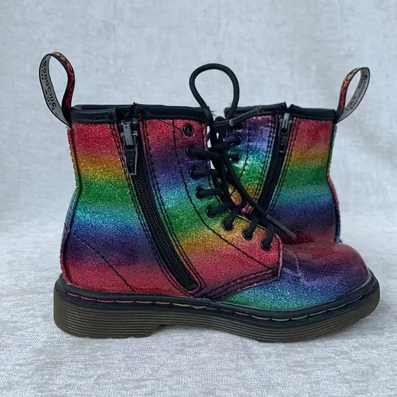Dr. Martens 1460 Ombré Glitter Rainbow Kids Combat Boots