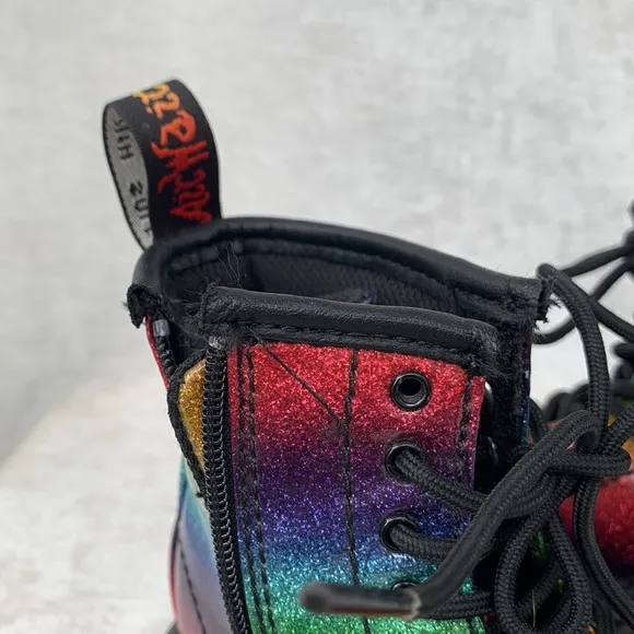 Dr. Martens 1460 Ombré Glitter Rainbow Kids Combat Boots