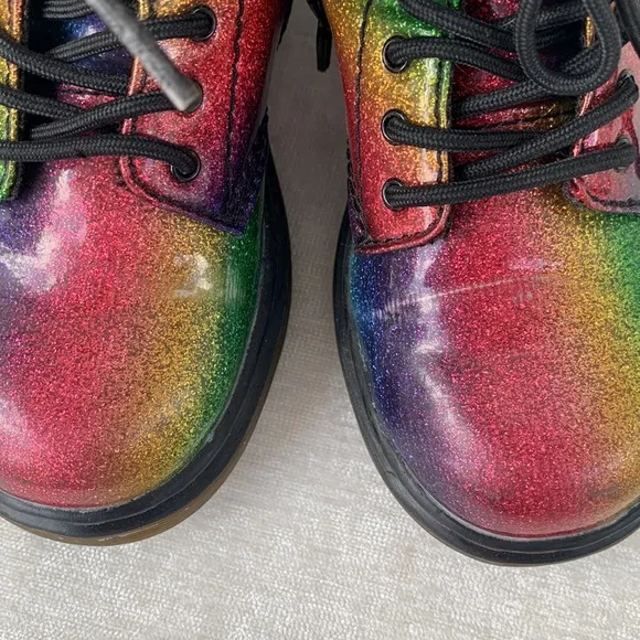 Dr. Martens 1460 Ombré Glitter Rainbow Kids Combat Boots