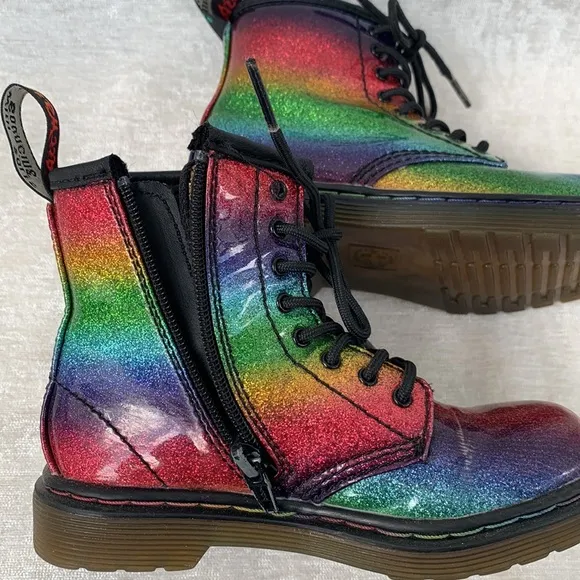 Dr. Martens 1460 Ombré Glitter Rainbow Kids Combat Boots