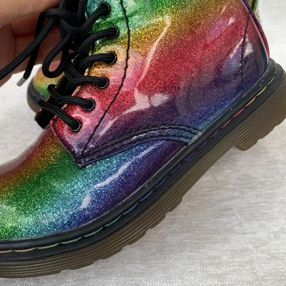 Dr. Martens 1460 Ombré Glitter Rainbow Kids Combat Boots