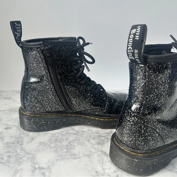 Dr. Martens 1460 Youth kid girls Black Cosmic Glitter Black Boots size 2