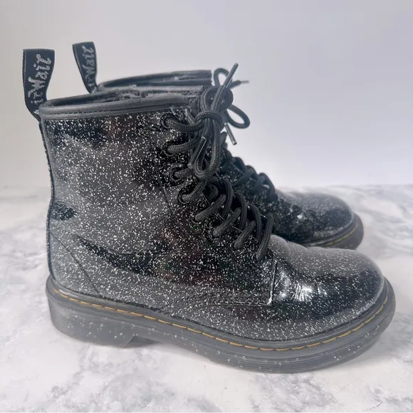 Dr. Martens 1460 Youth kid girls Black Cosmic Glitter Black Boots size 2