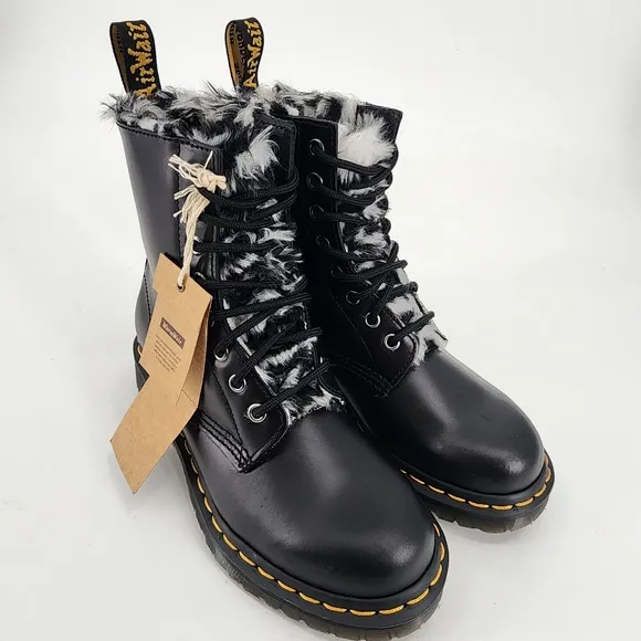 Dr. Martens 1460 Zebra Serena Burnished Boots Size 6