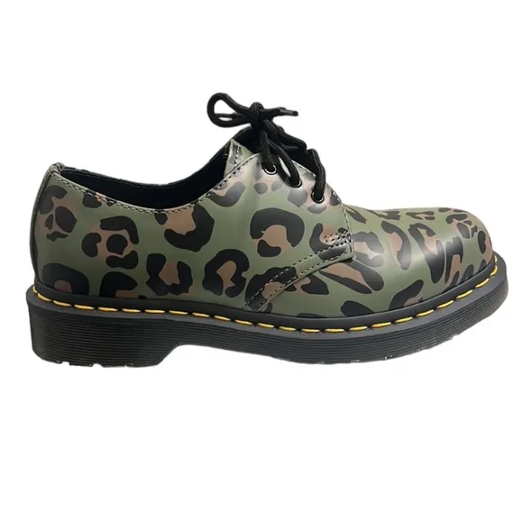Dr. Martens 1461 Distorted Leopard Printed Lace-Up Shoes Size 7 NEW