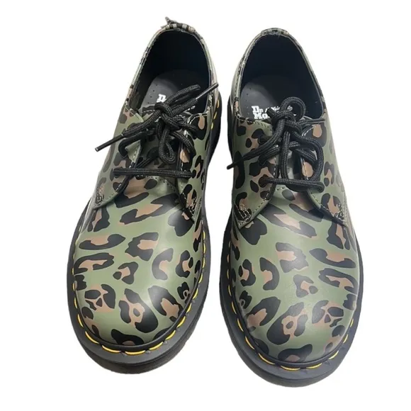 Dr. Martens 1461 Distorted Leopard Printed Lace-Up Shoes Size 7 NEW