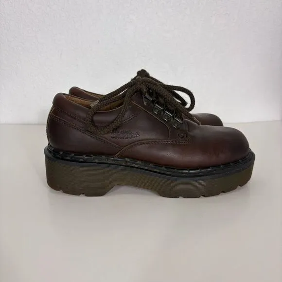 Dr. Martens Air Wave Brown Leather Chunky Vintage Sneaker Shoes Women's US 7