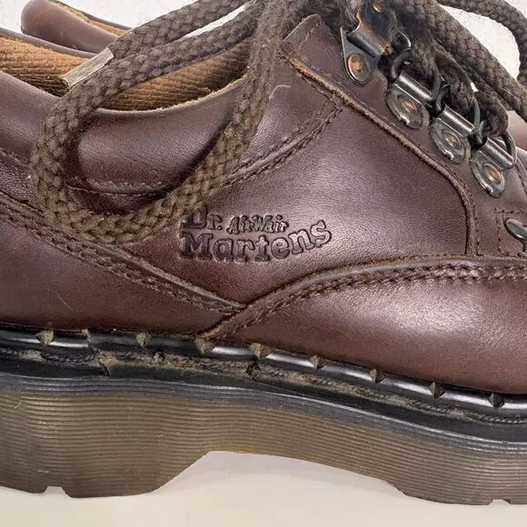 Dr. Martens Air Wave Brown Leather Chunky Vintage Sneaker Shoes Women's US 7