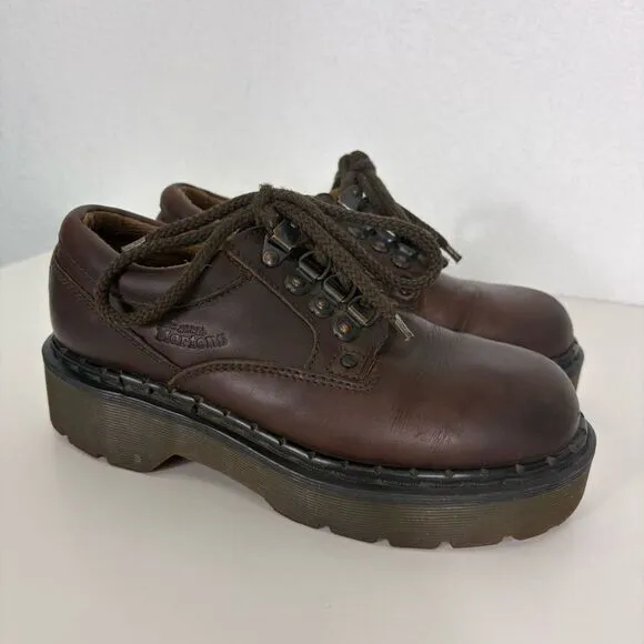 Dr. Martens Air Wave Brown Leather Chunky Vintage Sneaker Shoes Women's US 7