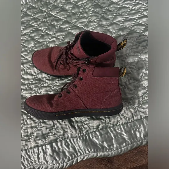 Dr. Martens Boots Cherry CanvasSide Zip Women's Sz 7