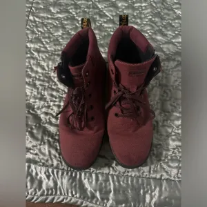 Dr. Martens Boots Cherry CanvasSide Zip Women's Sz 7