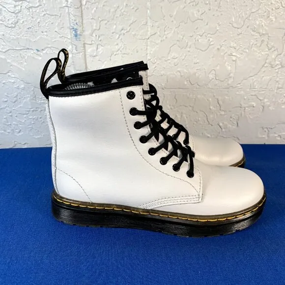 Dr. Martens Boots‎ Girls Size 2 White Combat Shoes Side Zip Casual