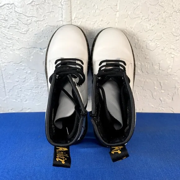 Dr. Martens Boots‎ Girls Size 2 White Combat Shoes Side Zip Casual