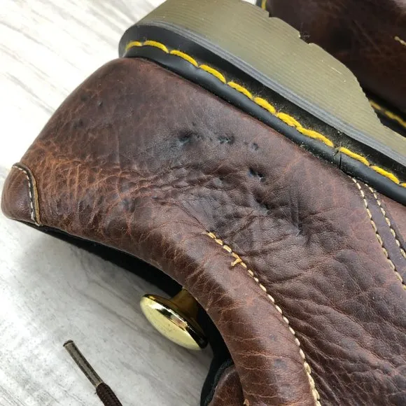 Dr. Martens Boston Shoes Men's 13M Brown Leather Derby Oxford Chunky Lace Up