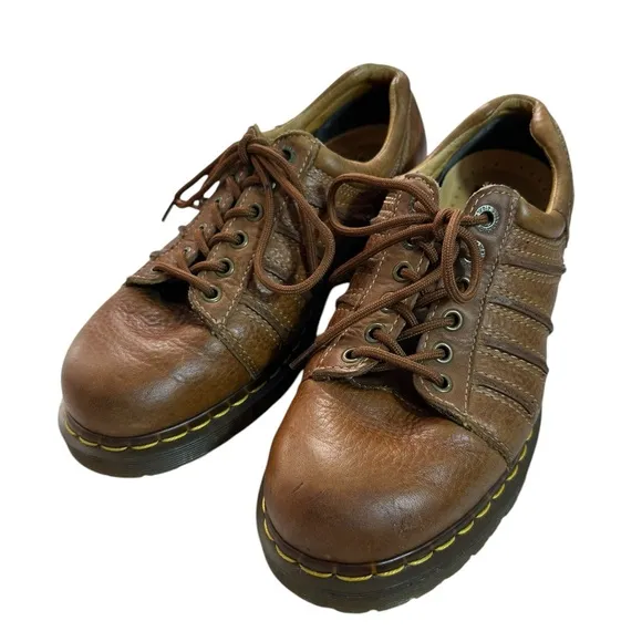 Dr. Martens Brown Leather Chunky Low Top Oxford Shoes
