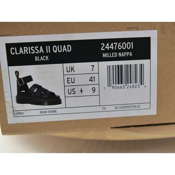 Dr.‎ Martens Clarissa II Quad Womens Size 9 Leather Platform Black Sandals