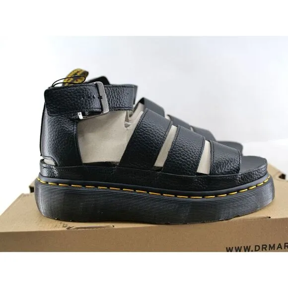 Dr.‎ Martens Clarissa II Quad Womens Size 9 Leather Platform Black Sandals