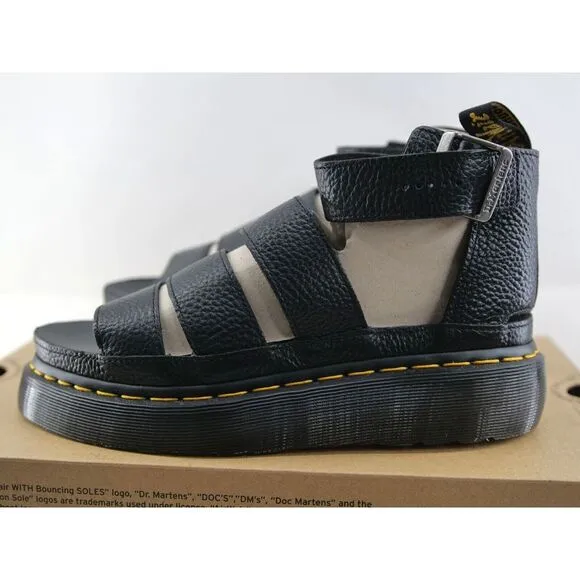 Dr.‎ Martens Clarissa II Quad Womens Size 9 Leather Platform Black Sandals