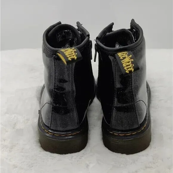 Dr. Martens Glitter Black Combat Boots Size US 2