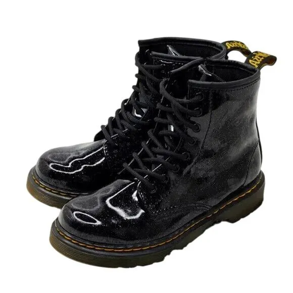 Dr. Martens Glitter Black Combat Boots Size US 2