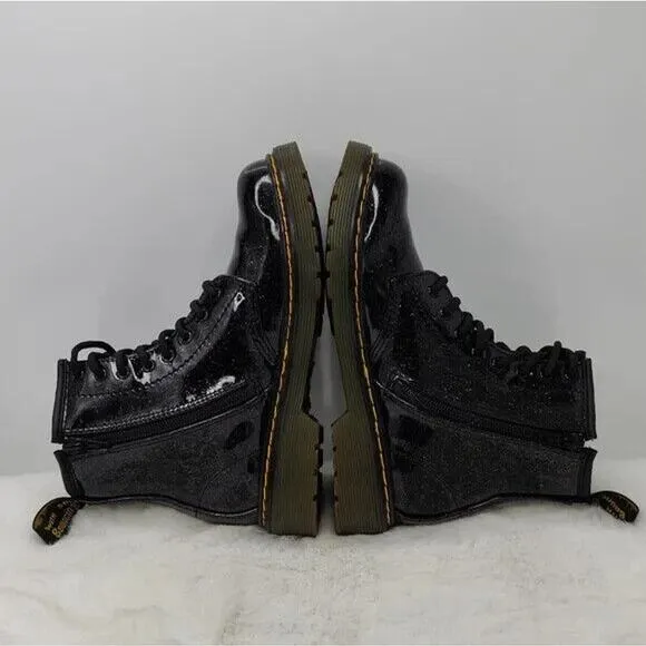Dr. Martens Glitter Black Combat Boots Size US 2