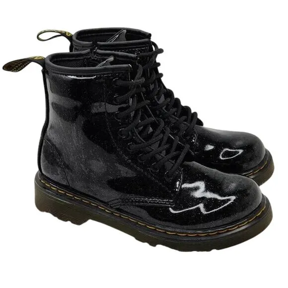Dr. Martens Glitter Black Combat Boots Size US 2