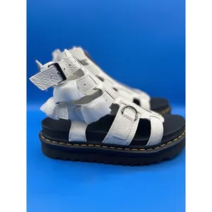 Dr Martens Olson Platform White Zip Up Leather  Sandals Shoe Sz US 9/41 NWOB