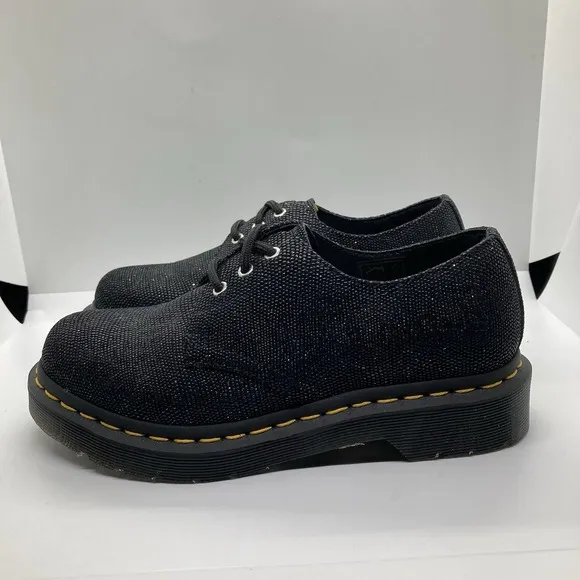 Dr Martens Oxfords Womens 5 1461 Farrah  Black Chunky Glitter Shoes 25141001