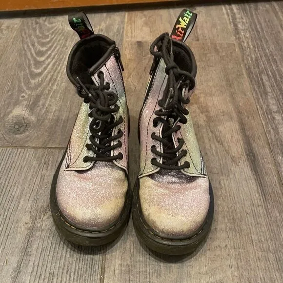 Dr. Martens rainbow colored boots