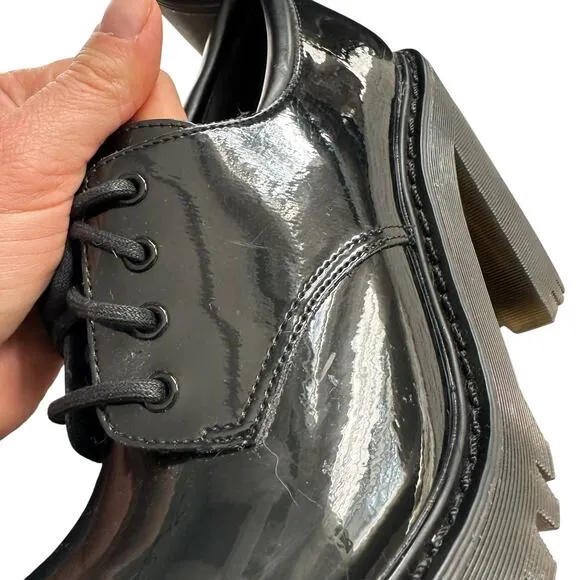 DR. MARTENS Salome Women's Shoes High Heel Lace Up Oxfords Patent Leather Size 6