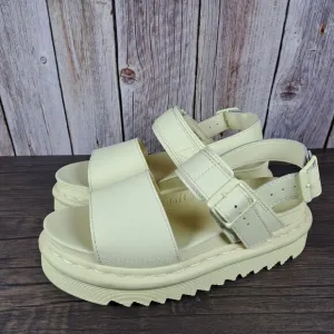 DR Martens Vass Mono Platform Chunky Leather Sandals Women's Sz 6 Pale Yellow