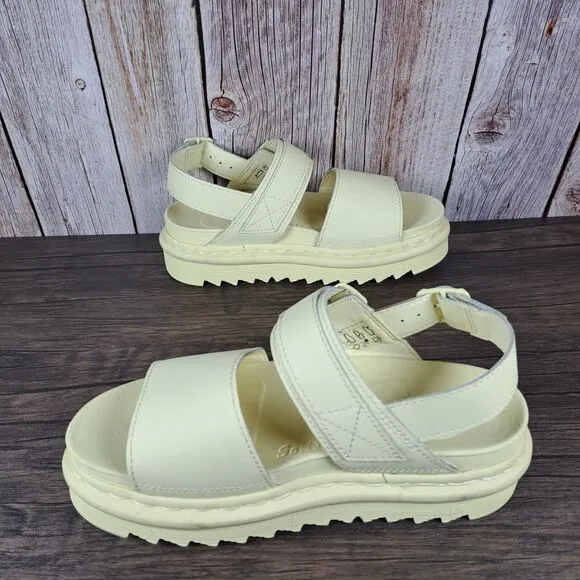 DR Martens Vass Mono Platform Chunky Leather Sandals Women's Sz 6 Pale Yellow