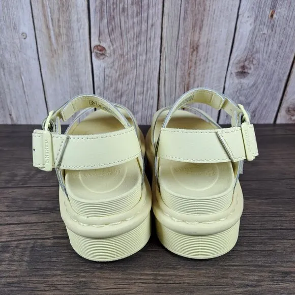 DR Martens Vass Mono Platform Chunky Leather Sandals Women's Sz 6 Pale Yellow