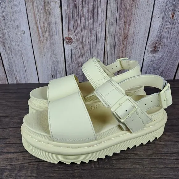 DR Martens Vass Mono Platform Chunky Leather Sandals Women's Sz 6 Pale Yellow