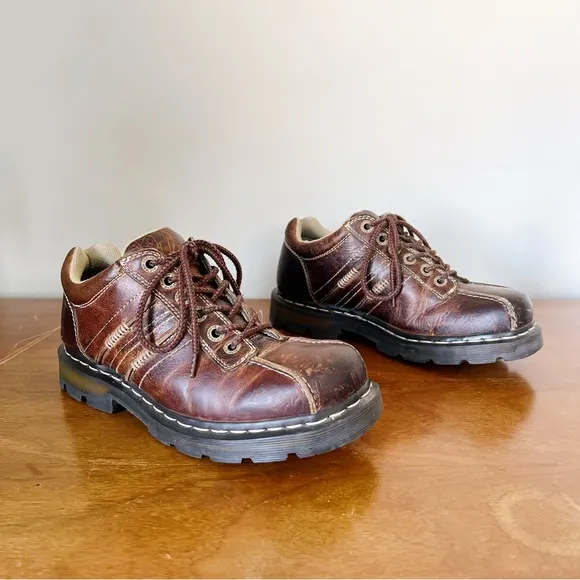 Dr Martens • vintage Drake lace up oxford shoes Y2K 90s brown leather chunky lug
