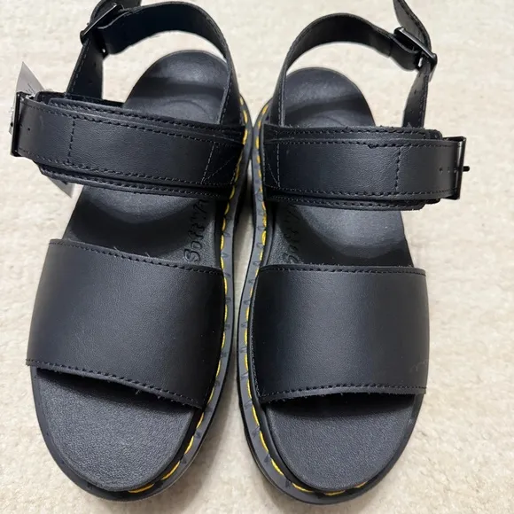 Dr Martens Voss Quad Black Platform Sandals Women's Size 6 Goth NEW