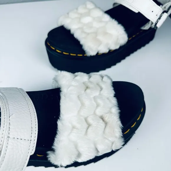 Dr. Martens Voss Quad Fluffy Faux Fur Platform Sandals