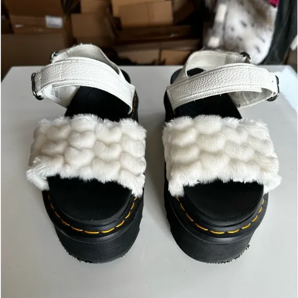 Dr. Martens Voss Quad Fluffy Faux Fur Platform Sandals