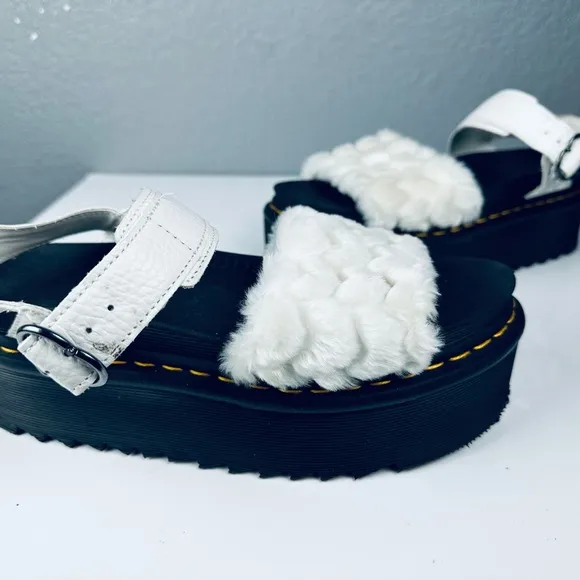 Dr. Martens Voss Quad Fluffy Faux Fur Platform Sandals
