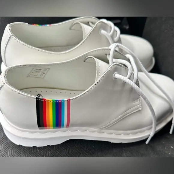 Dr. Martens White and Red Oxfords with Vibrant Accents