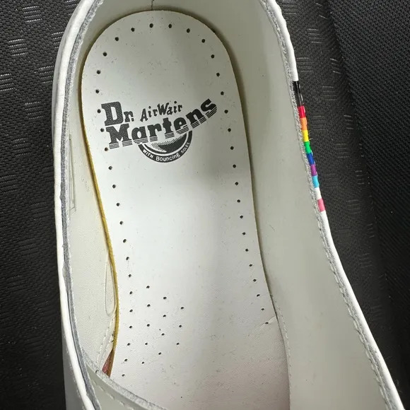 Dr. Martens White and Red Oxfords with Vibrant Accents
