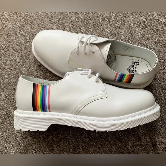 Dr. Martens White and Red Oxfords with Vibrant Accents