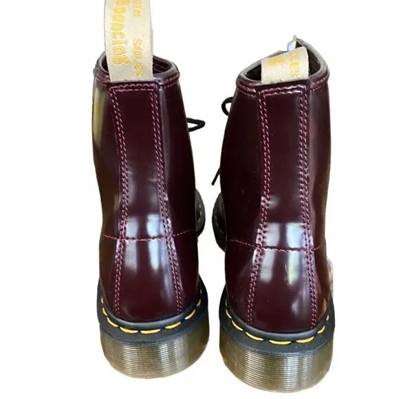 Dr Martens Lace Up Boots 1460 Vegan Cherry Red Oxford Rub Off Wine