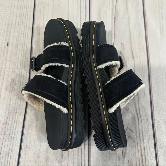 Dr Martens Myles Suede &amp; Sherpa Platform Sandals Warmwair Mens 10 Womens 11 NEW