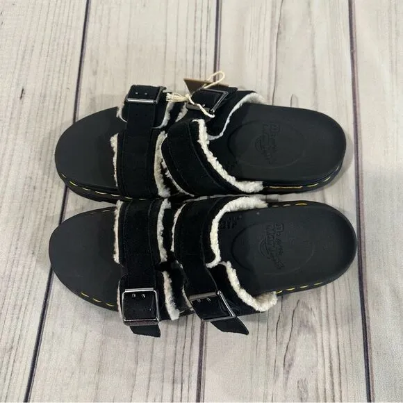 Dr Martens Myles Suede &amp; Sherpa Platform Sandals Warmwair Mens 10 Womens 11 NEW
