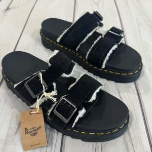 Dr Martens Myles Suede &amp; Sherpa Platform Sandals Warmwair Mens 10 Womens 11 NEW